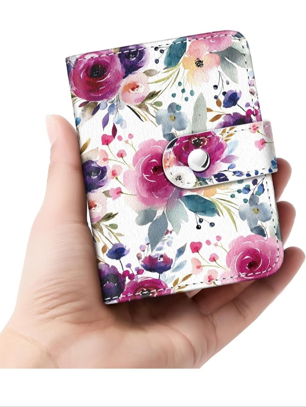 Floral Compact Card Wallet - Pink Multi